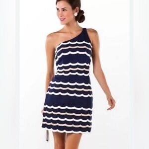 Lilly Pulitzer "Tylar" Scallop Stripe One Shoulder Dress - Size 4